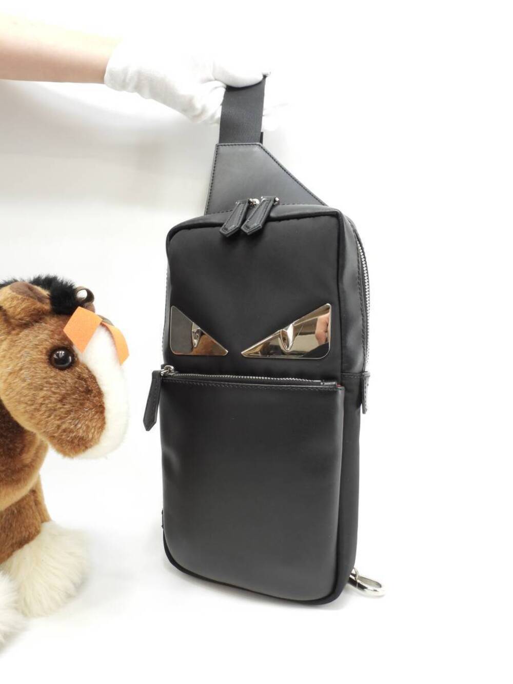 Fendi Monster Body Bag Black Leather Belt